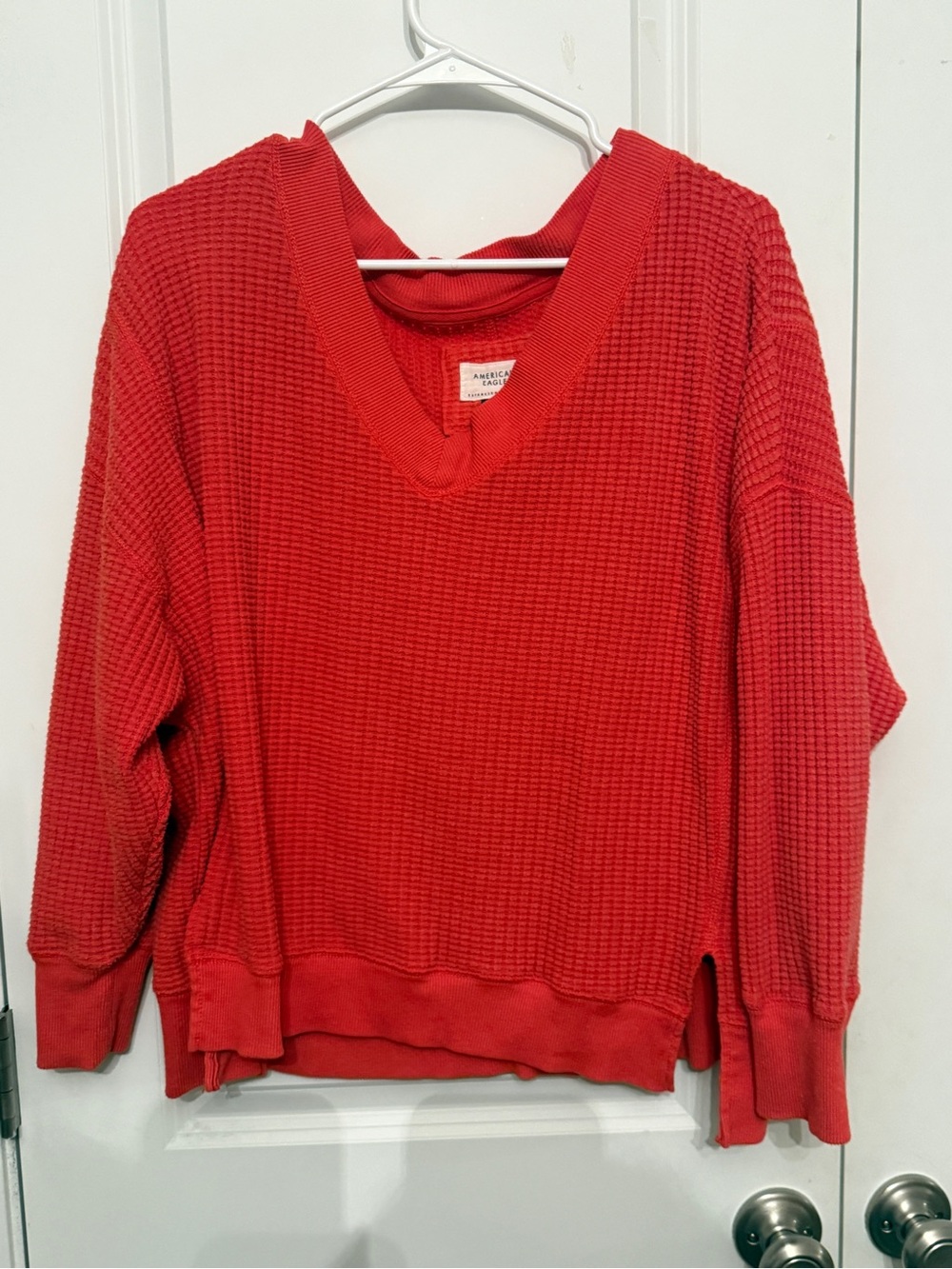 Aerie Oversized Cropped Waffle Crewneck